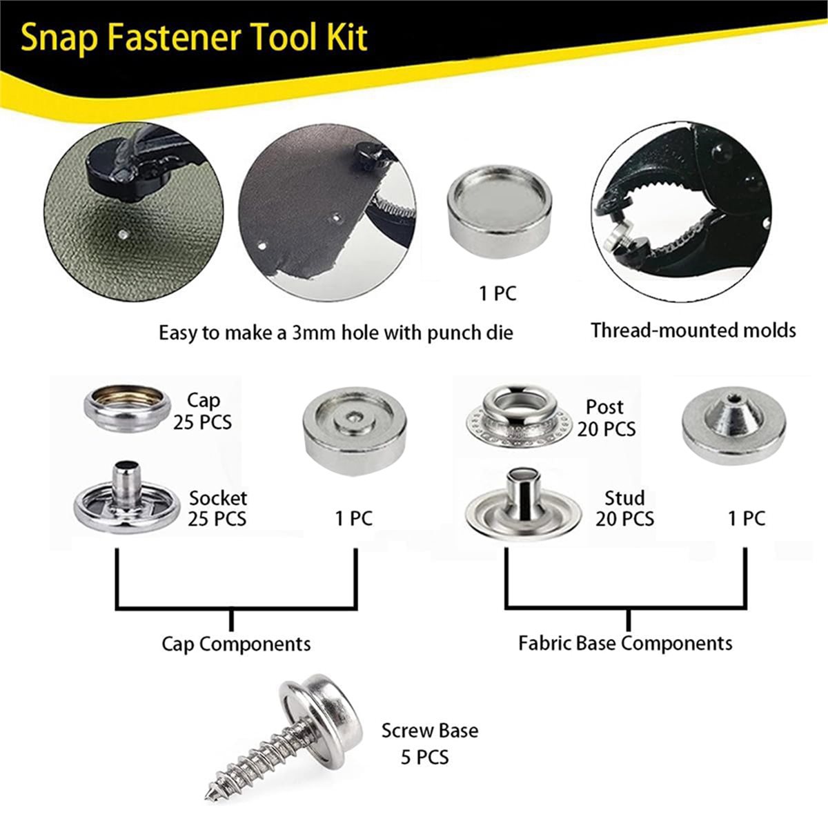 Snap Plier Setter - Набор инструментов для установки кнопок-застежек повышенной